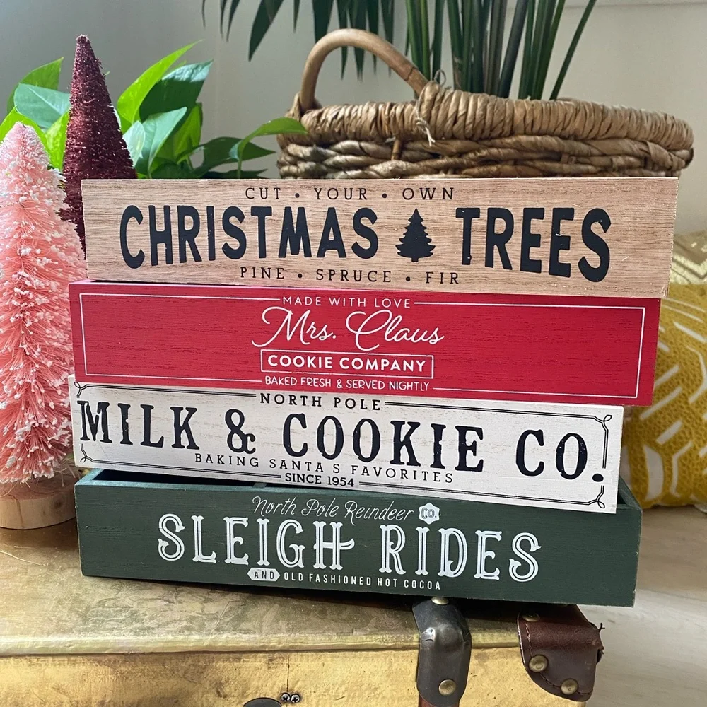Target Holiday Decor Wooden Boxes - Red, Green, Brown